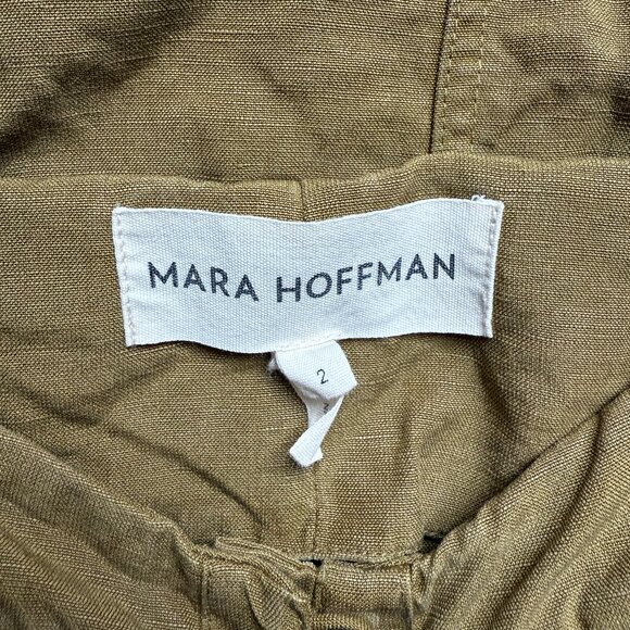 Mara Hoffman Angelica Linen Blend Olive Green Dress, Size 2 - Picture 7 of 7